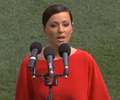 Tina Arena Singing The Australian National Anthem at the AFL Grand Final 2013